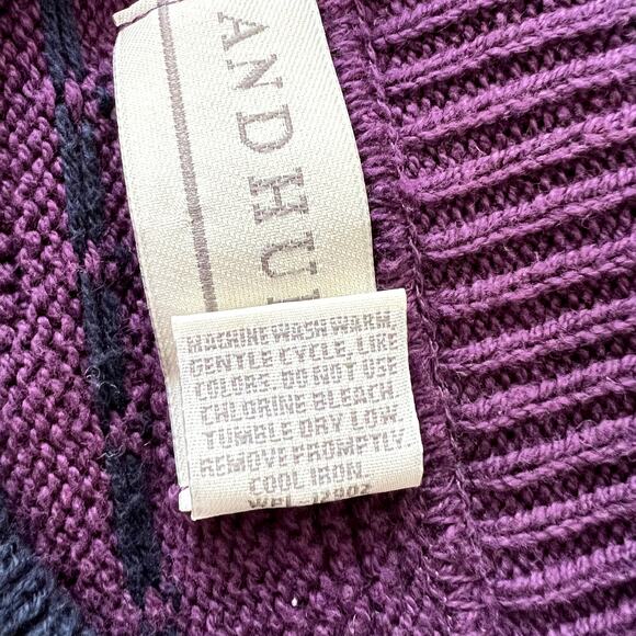 Andhurst Mens 90s Knit Cotton Sweater Purple Dot Stripe Size Large Grandpa Retro - Picture 5 of 5